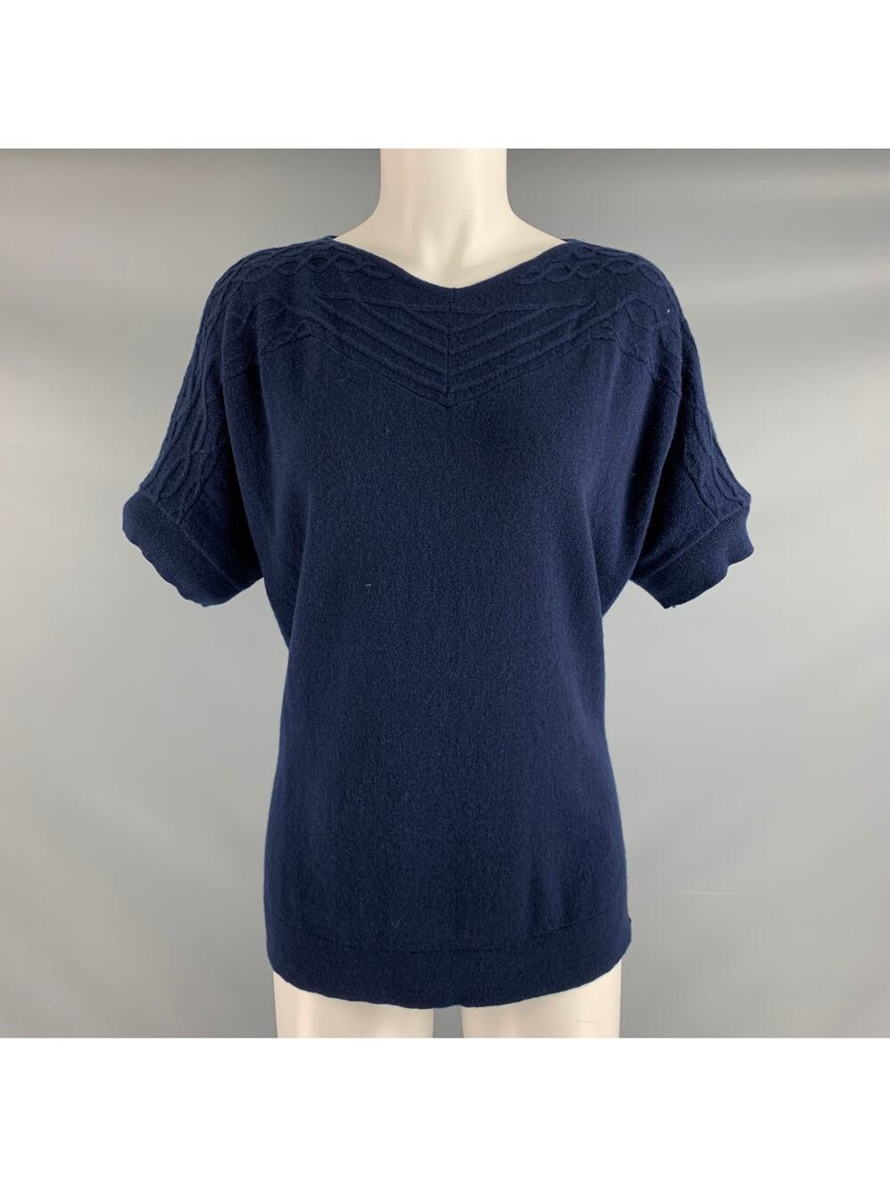 TSE Size M Navy Cashmere Short Sleeve Casual Top